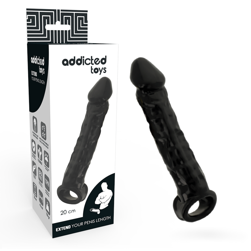 JUGUETES ADICTO - EXTENSIÓN DE PENE NEGRO