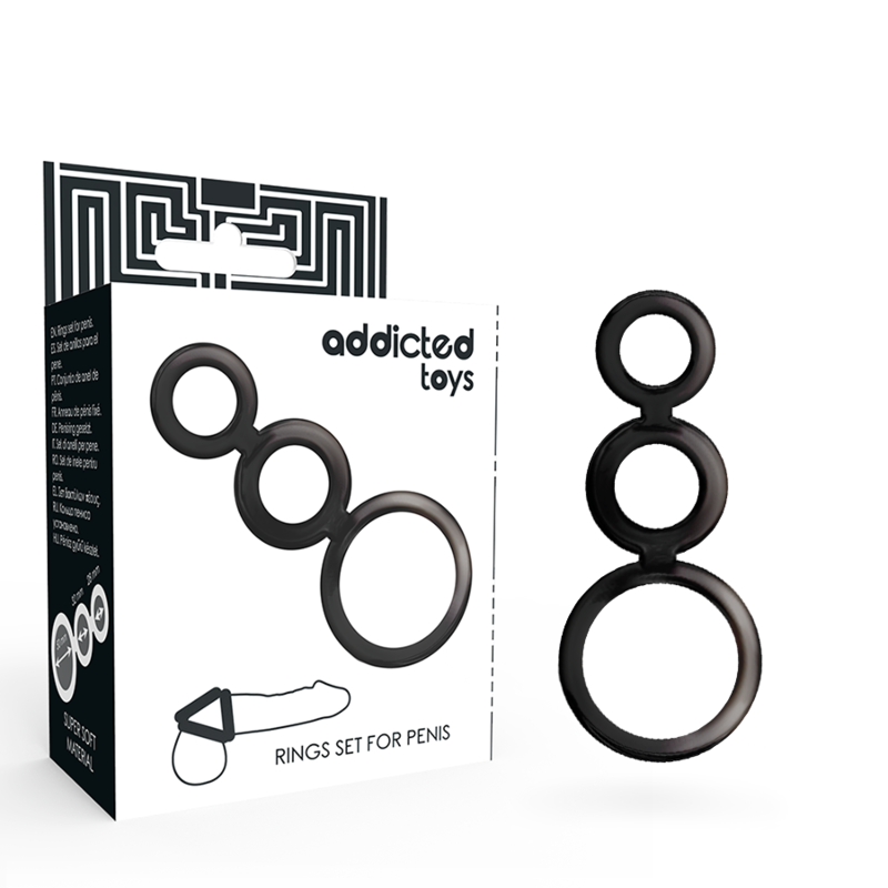 JUGUETES ADICTO - SET DE ANILLOS PARA EL PENE - AHUMADO