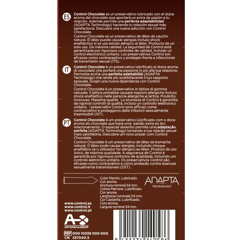 CONTROL - ADAPTA PRESERVATIVI AL CIOCCOLATO 12 UNITÀ