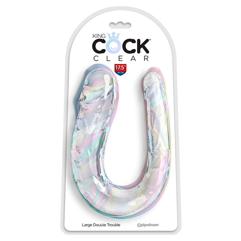 KING COCK - DOUBLE TROUBLE DOPPIO DILDO 44 CM TRASPARENTE