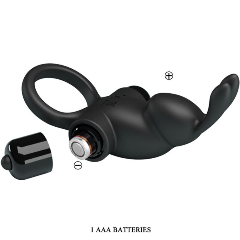 PRETTY LOVE - ANELLO VIBRANTE + STIMOLATORE CLITORIDEO RABBIT 10 VIBRAZIONI NERO