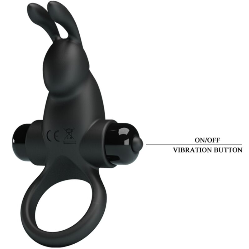 PRETTY LOVE - ANELLO VIBRANTE + STIMOLATORE CLITORIDEO RABBIT 10 VIBRAZIONI NERO