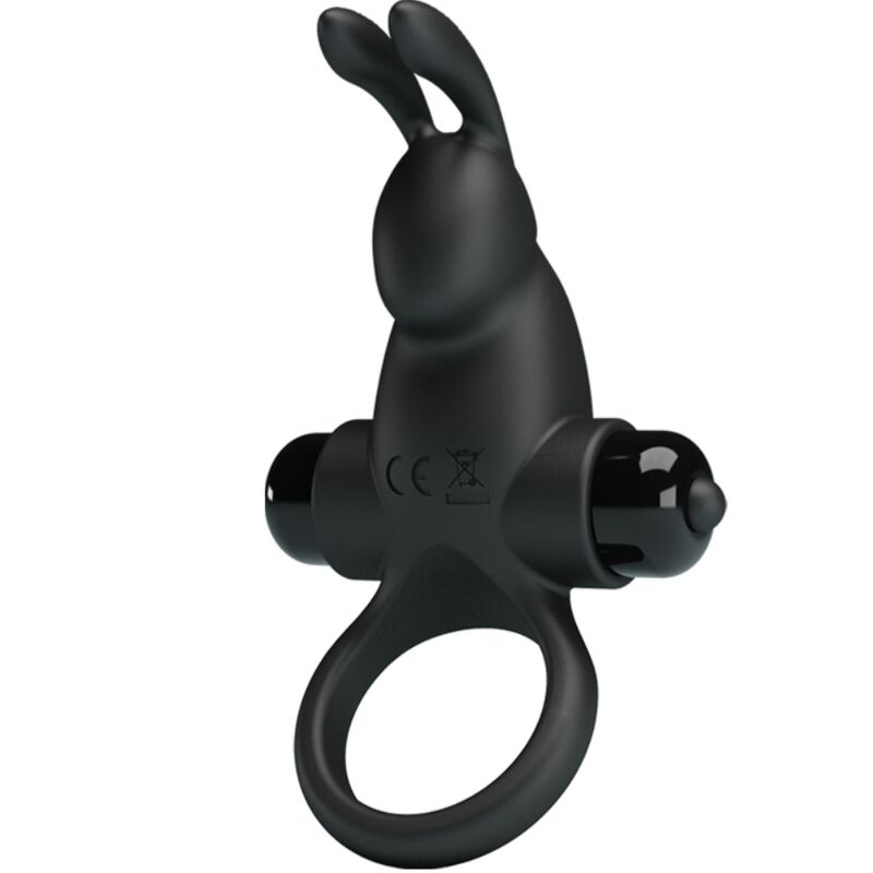 PRETTY LOVE - ANELLO VIBRANTE + STIMOLATORE CLITORIDEO RABBIT 10 VIBRAZIONI NERO