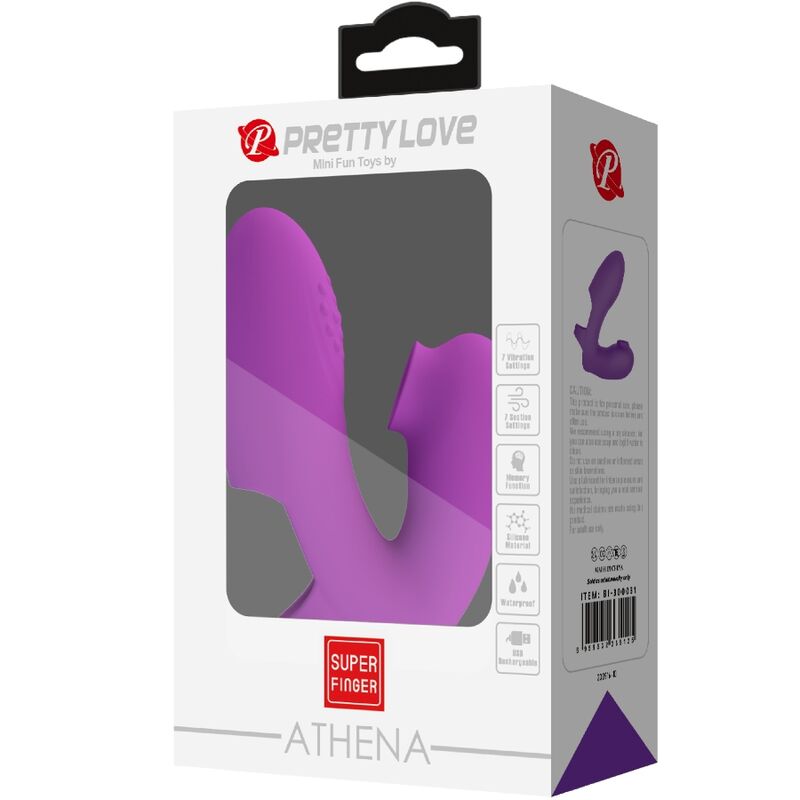 PRETTY LOVE - VIBRATORE DA DITO ATHENA CON STIMOLATORE CLITORIDEO VIOLA