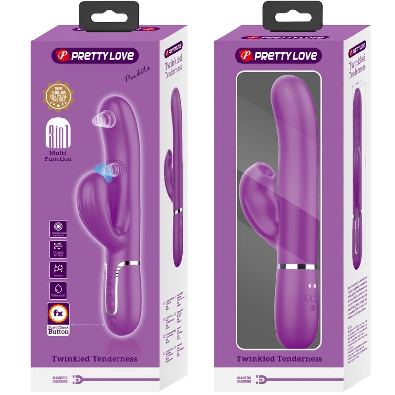 PRETTY LOVE - PERLITA VIBRADOR CONEJO MULTIFUNCIÓN 3 EN 1 MORADO