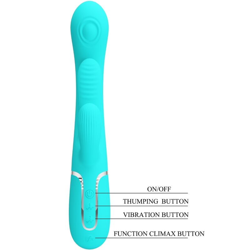 PRETTY LOVE - SHANIA TRIPLE RABBIT VIBRADOR MULTIFUNCIÓN 3 EN 1 AZUL