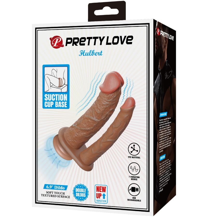 PRETTY LOVE - HULBERT DILDO DOBLE REALISTA CON VIBRACIÓN MULATO