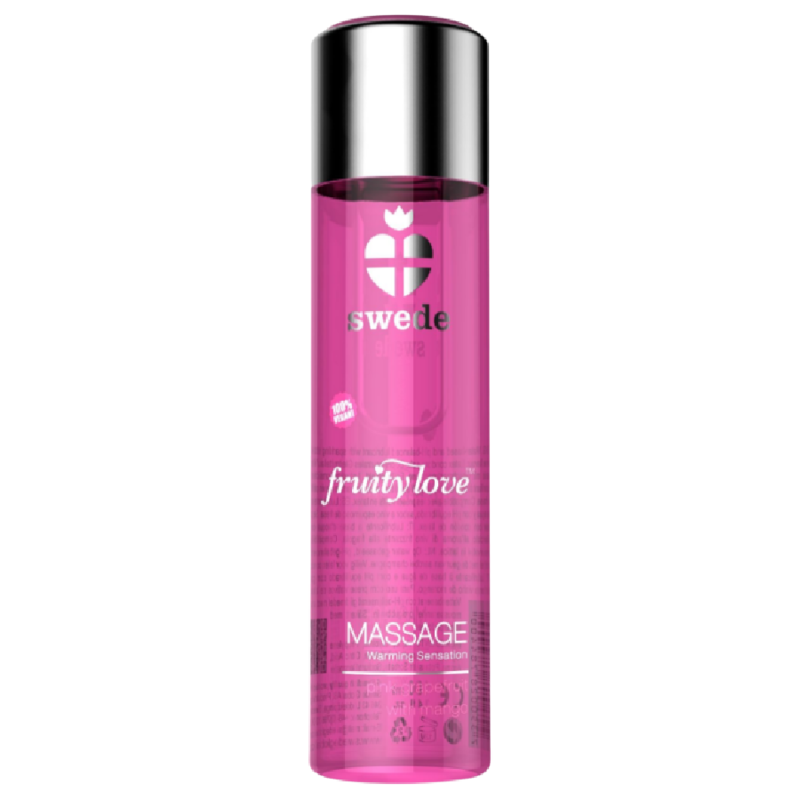 SUECO - ACEITE DE MASAJE FRUITY LOVE EFECTO CALOR FRAMBUESA ROSA Y RUIBARBO 120 ML