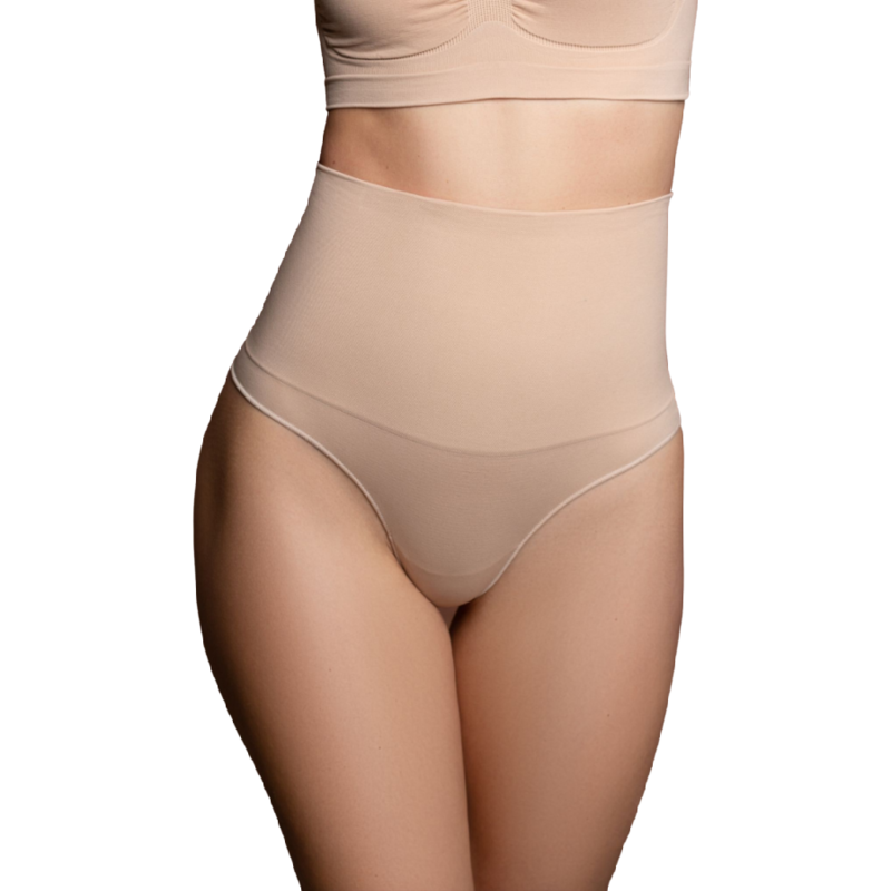 BYE-BRA - FAJA TANGA SIN COSTURAS COLOR BEIGE TALLA S