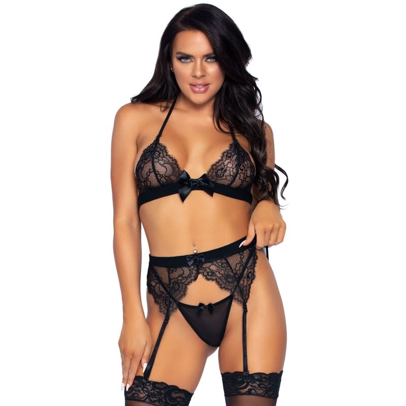 LEG AVENUE - SET TRE PEZZI TOP, CINTURA E PERIZOMA