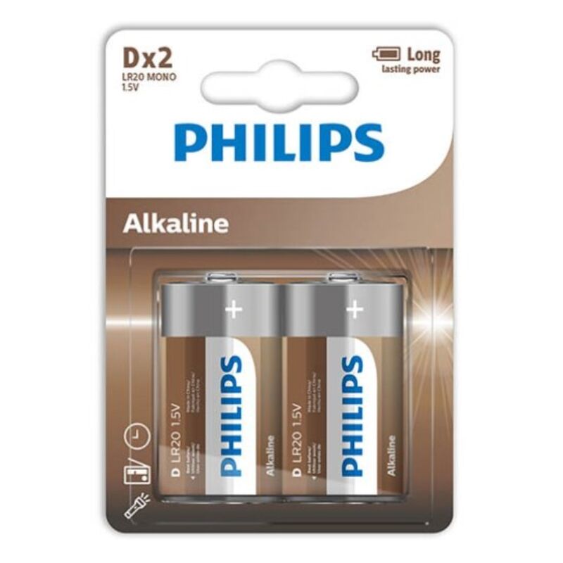 PHILIPS - BATTERIA ALCALINE D LR20 BLISTER*2