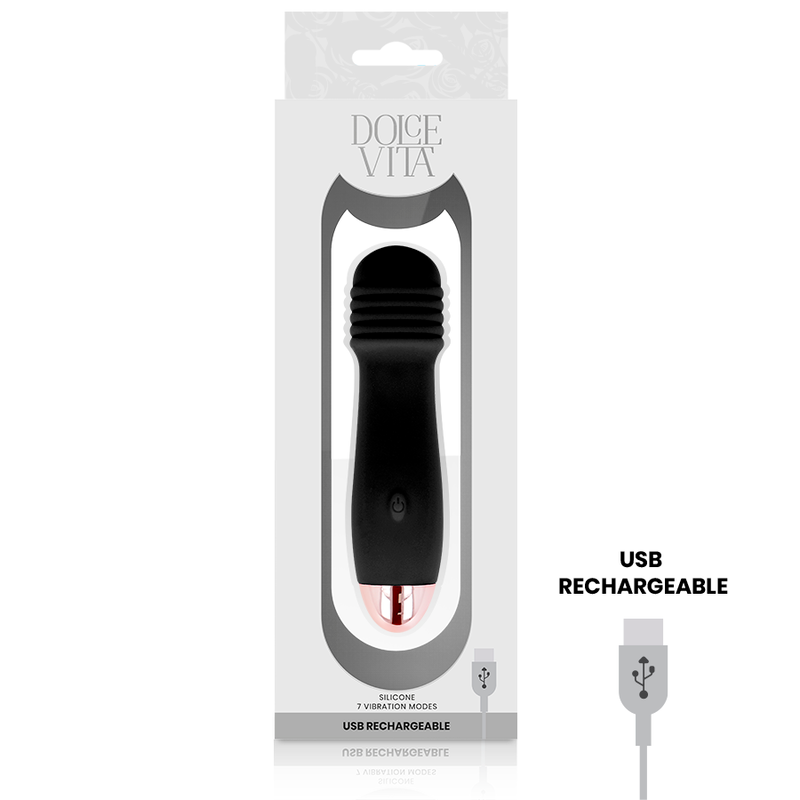 DOLCE VITA - VIBRATORE RICARICABILE THREE NERO 7 VELOCITÀ