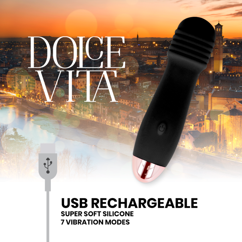 DOLCE VITA - VIBRATORE RICARICABILE THREE NERO 7 VELOCITÀ