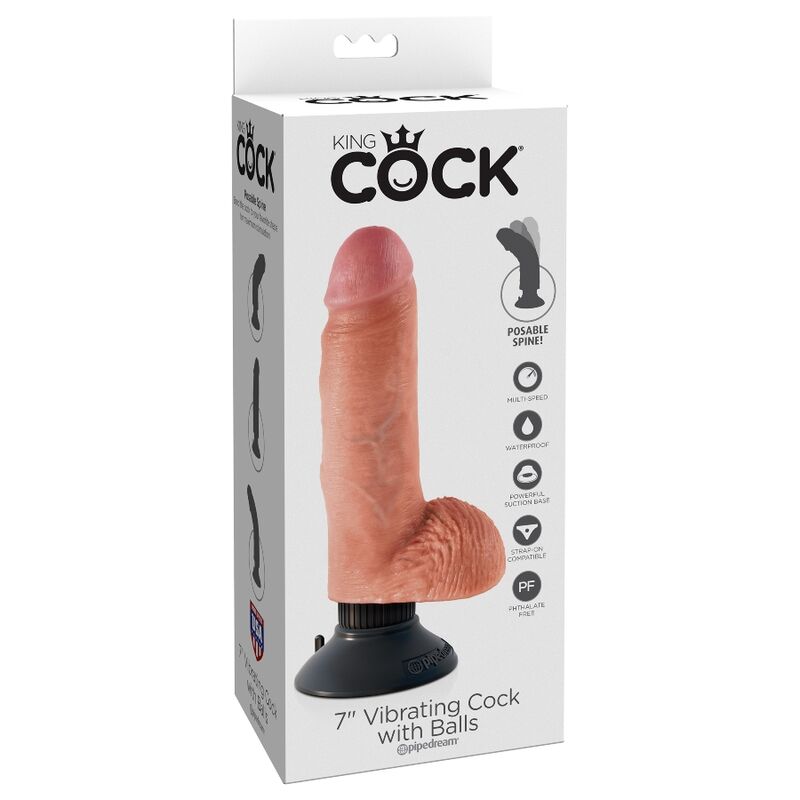 KING COCK - 17,78 CM FALLO VIBRANTE CON PALLE DI CARNE