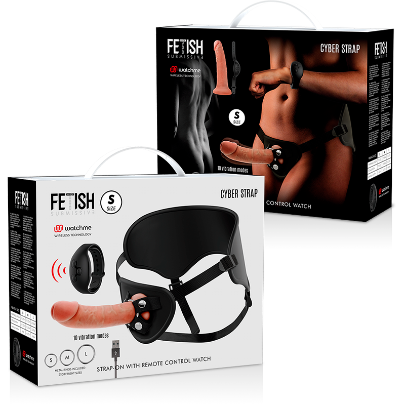 FETISH SUBMISSIVE CYBER STRAP - ARNÉS CON DILDO DE CONTROL REMOTO TECNOLOGÍA WATCHME S