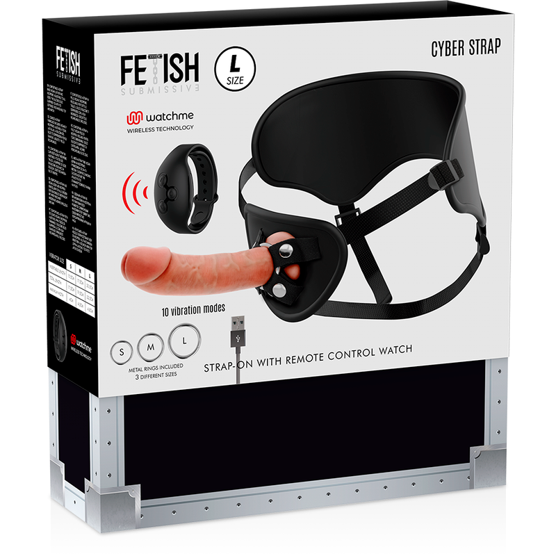 FETISH SUBMISSIVE CYBER STRAP - ARNÉS CON DILDO DE CONTROL REMOTO WATCHME L TECHNOLOGY