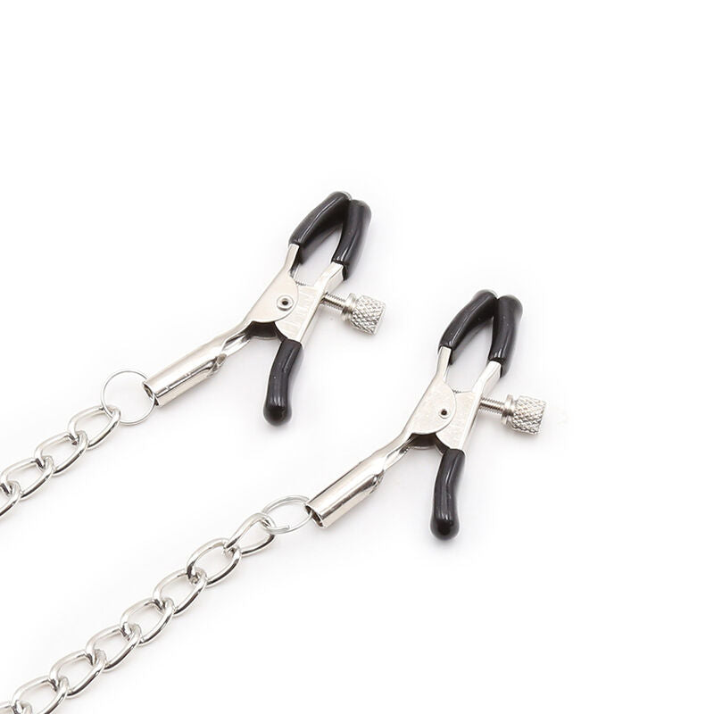 OHMAMA FETISH - MORDAZA DE ANILLO CON CADENAS Y PINZAS PARA PEZONES