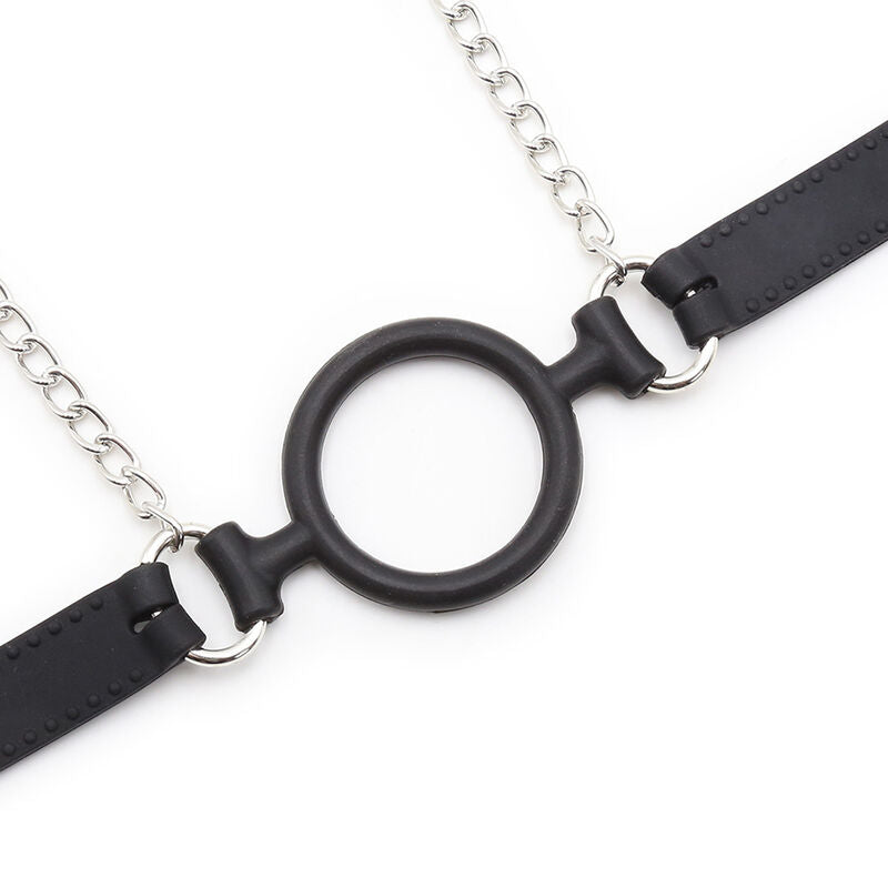 OHMAMA FETISH - MORDAZA DE ANILLO CON CADENAS Y PINZAS PARA PEZONES