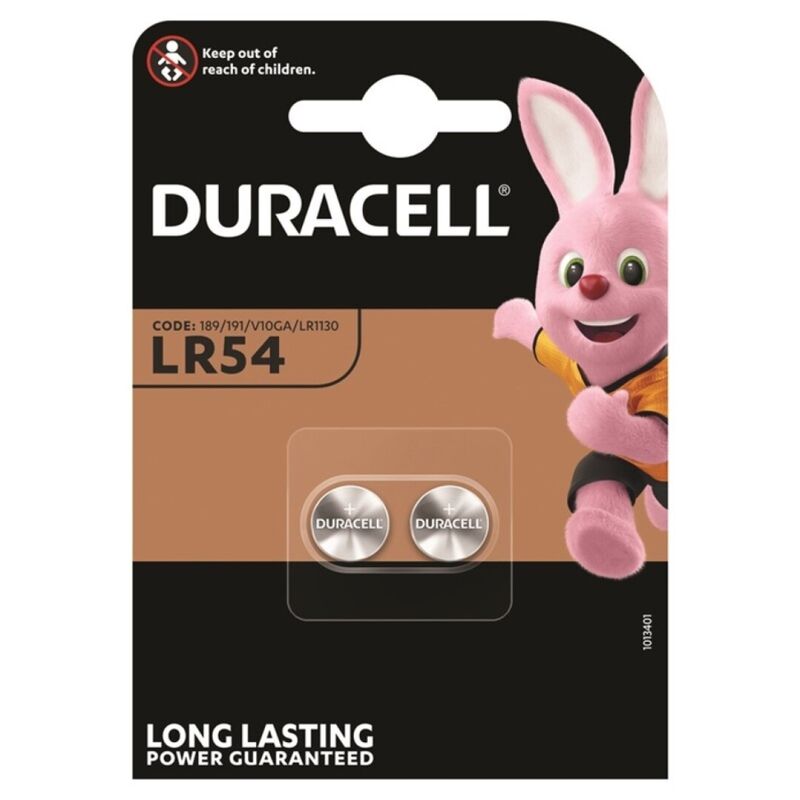 DURACELL - BATTERIA ALCALINE A BOTTONE LR54 LR1130 AG10 1,5V 2 UNITÀ