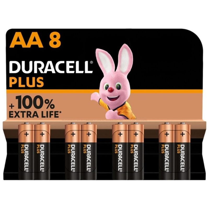 DURACELL - PLUS POWER 100 BATTERIE ALCALINE AA LR6 8 UNITÀ
