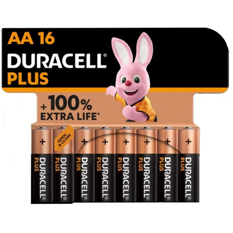 DURACELL - PLUS POWER 100 BATTERIE ALCALINE AA LR6 16 UNITÀ