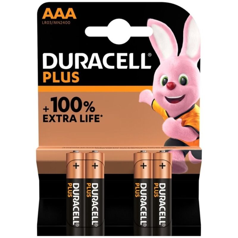 DURACELL - PLUS POWER 100 BATTERIE ALCALINE AAA LR03 4 UNITÀ