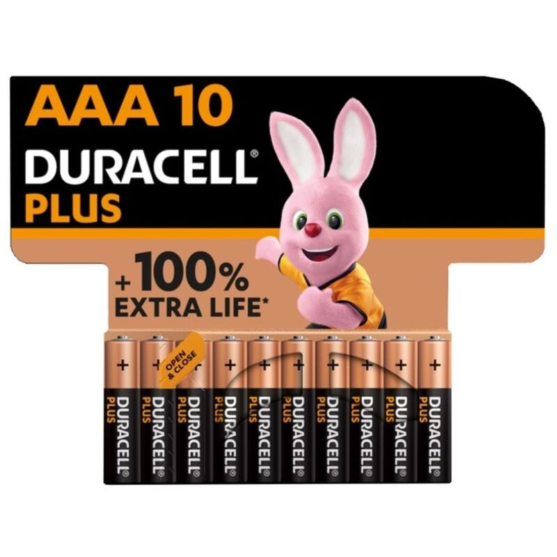 DURACELL - PLUS POWER 100 BATTERIA ALCALINE AAA LR03 10 UNITÀ
