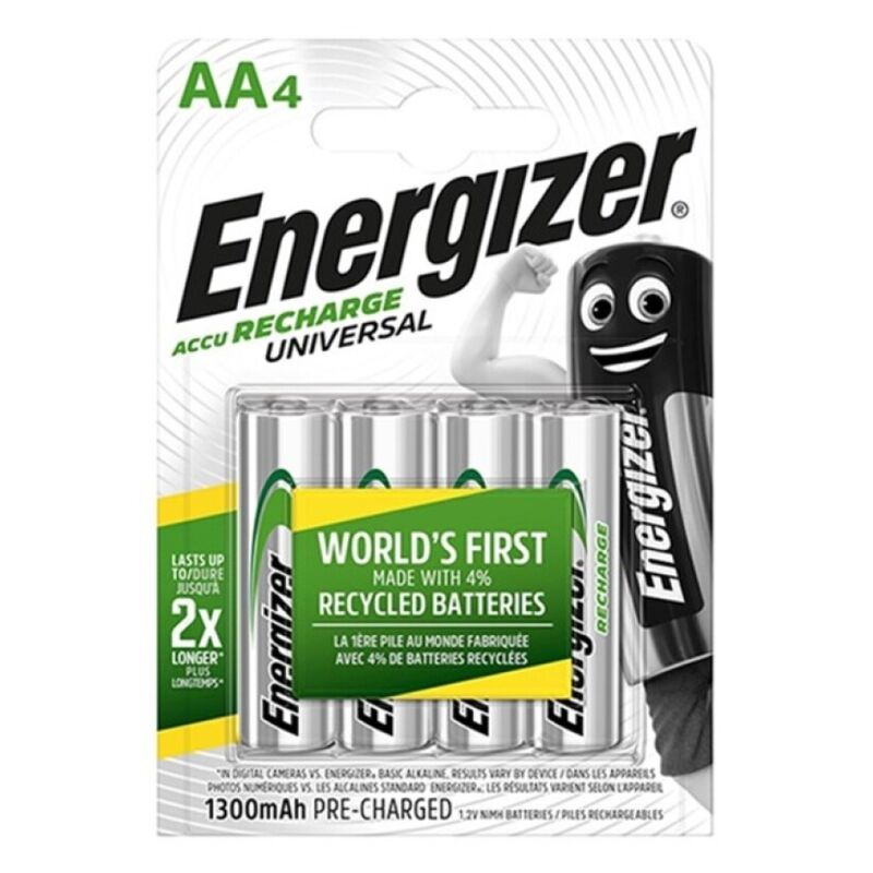 ENERGIZER - BATTERIA RICARICABILE UNIVERSALE HR6 AA 1300mAh 4 UNITÀ