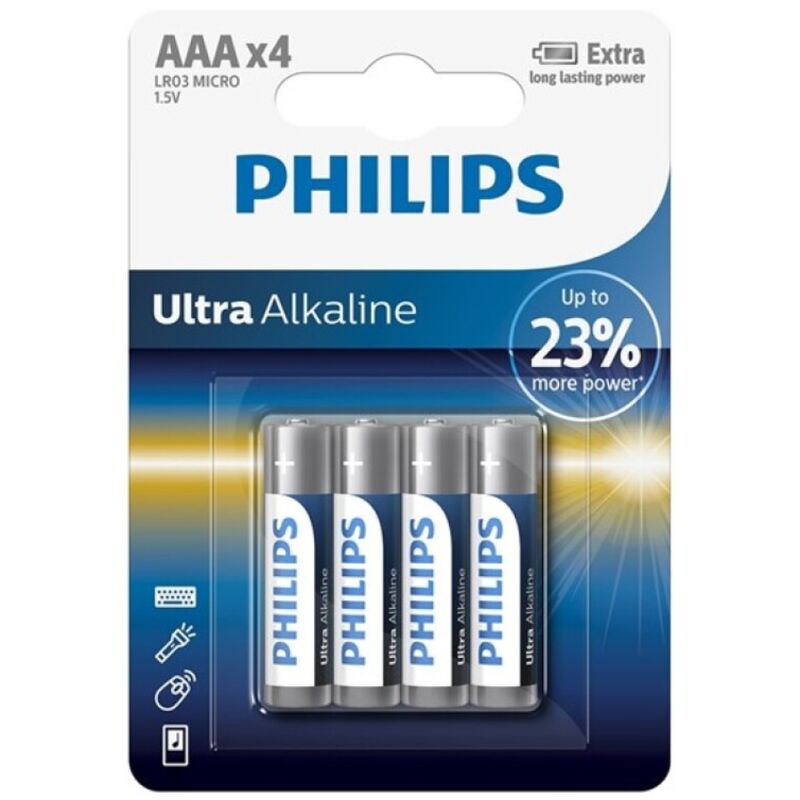 PHILIPS - BATTERIA ULTRA ALCALINE AAA LR03 4 UNITÀ