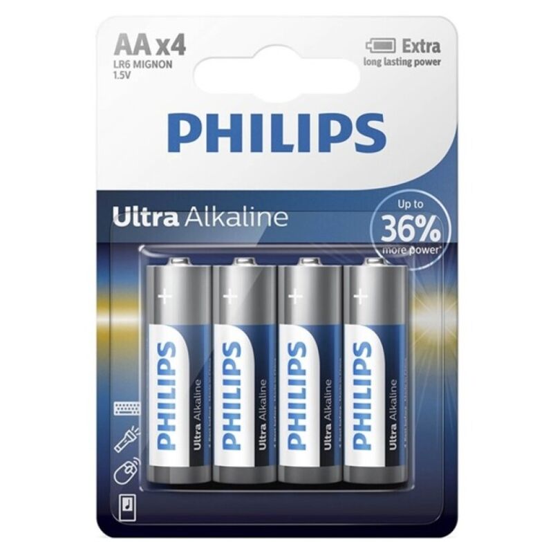 PHILIPS - BATTERIA ALCALINE ULTRA AA LR6 4 UNITÀ