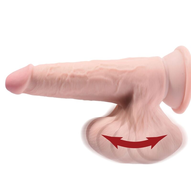 KING COCK - PIÙ DILDO 3D CON PALLE OSCILLANTI 24,5 CM PELLE CHIARA