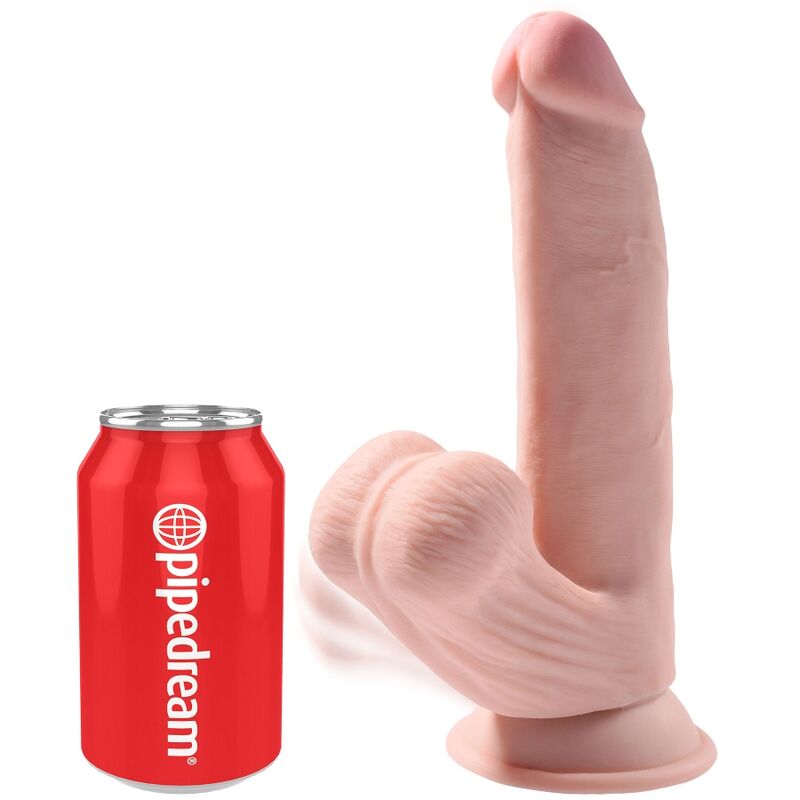 KING COCK - PIÙ DILDO 3D CON PALLE OSCILLANTI 24,5 CM PELLE CHIARA