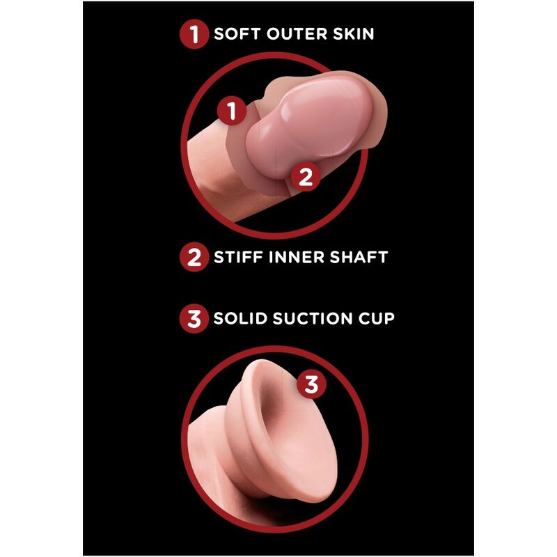 KING COCK - PIÙ DILDO 3D CON PALLE OSCILLANTI 15,2 CM PELLE CHIARA