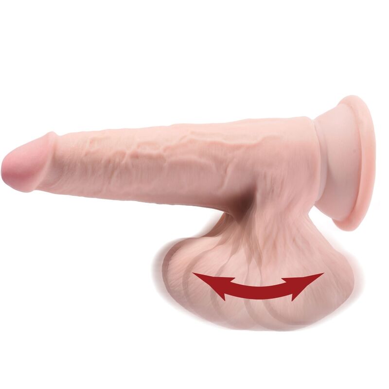 KING COCK - PIÙ DILDO 3D CON PALLE OSCILLANTI 15,2 CM PELLE CHIARA