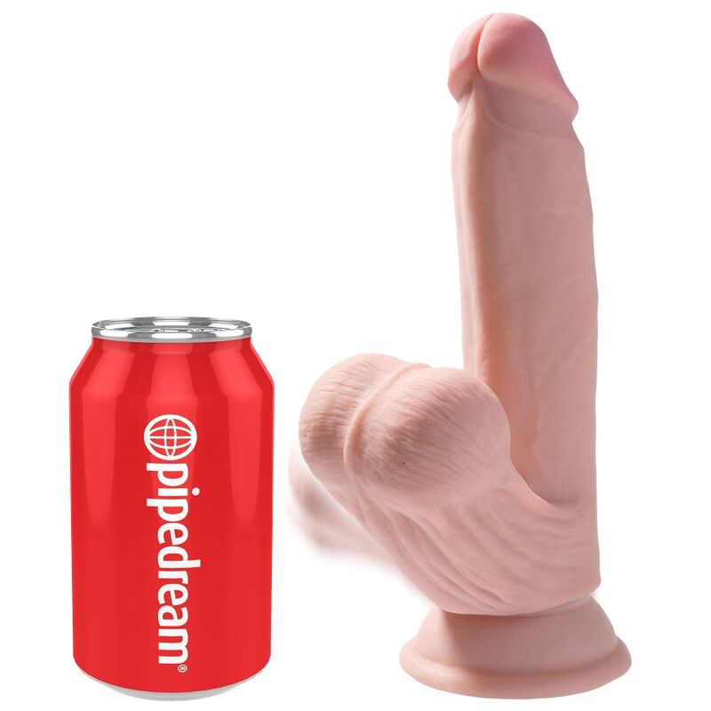 KING COCK - PIÙ DILDO 3D CON PALLE OSCILLANTI 15,2 CM PELLE CHIARA