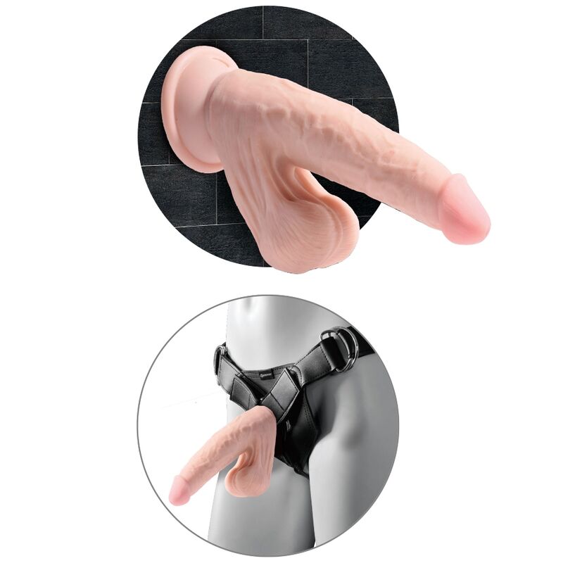 KING COCK - PIÙ DILDO 3D CON PALLE OSCILLANTI 15,2 CM PELLE CHIARA