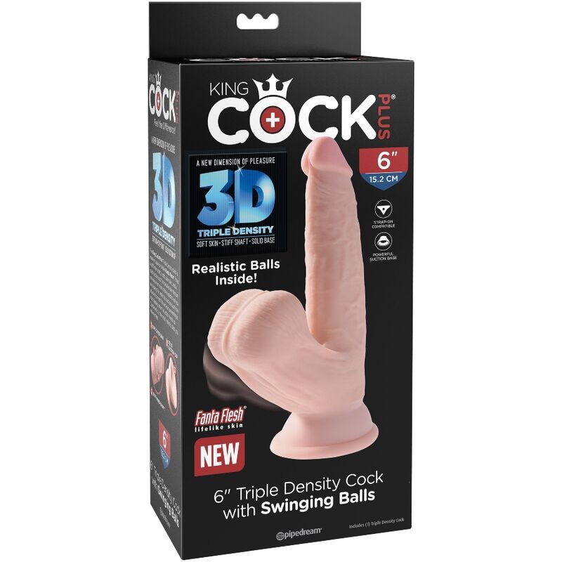 KING COCK - PLUS DILDO 3D CON BOLAS OSCILANTES DE 12,7 CM