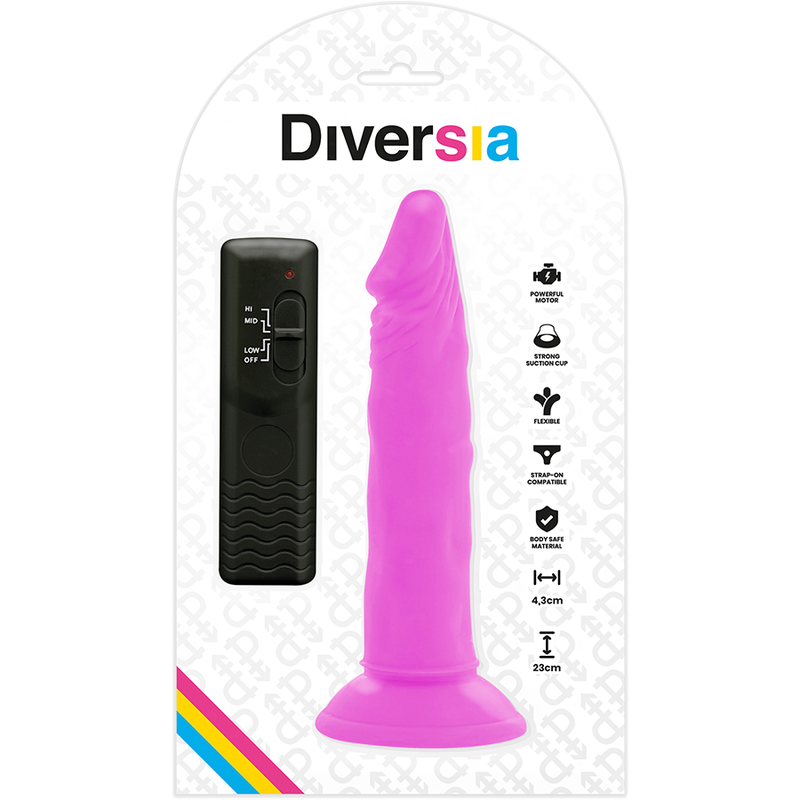 DIVERSIA - DILDO VIBRANTE FLESSIBILE VIOLA 23 CM -O- 4,3 CM