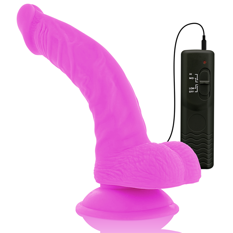 DIVERSIA - DILDO VIBRADOR FLEXIBLE MORADO 21.5 CM -O- 4.5 CM