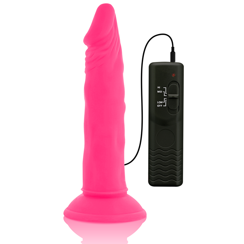 DIVERSIA - DILDO VIBRADOR FLEXIBLE ROSA 23 CM -O- 4.3 CM
