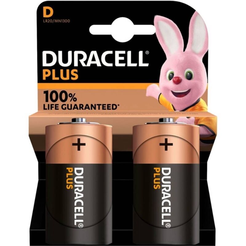 DURACELL - PLUS POWER 100 BATTERIA ALCALINE D LR20 2 UNITÀ