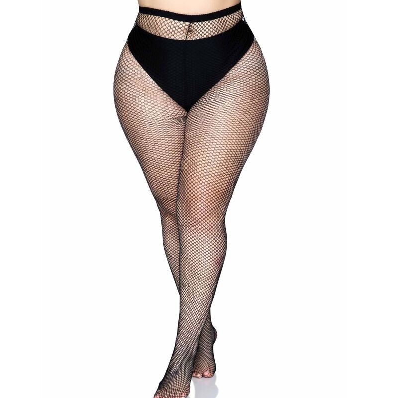 LEG AVENUE - MEDIAS CON COSTURA TRASERA NEGRAS TALLA GRANDE