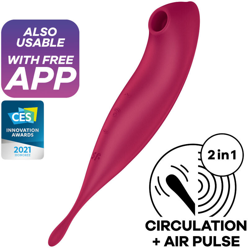 SATISFYER - TWIRLING PRO+ STIMOLATORE E VIBRATORE AD IMPULSI D'ARIA APP ROSSO