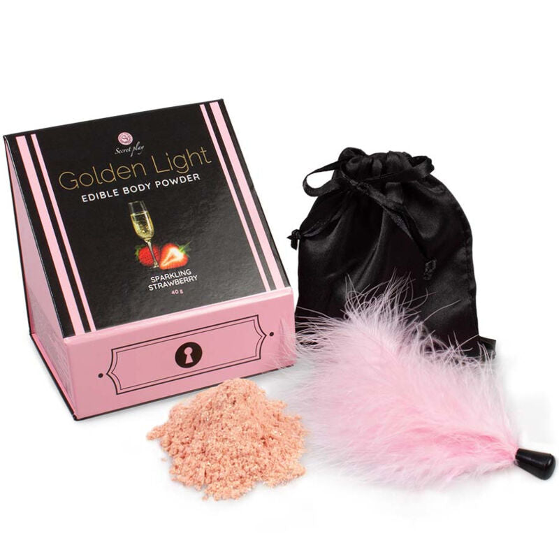 SECRETPLAY - KIT LUCE DORATA POLVERE COMMESTIBILI ALLA FRAGOLA FRIZZANTE E PIUMA