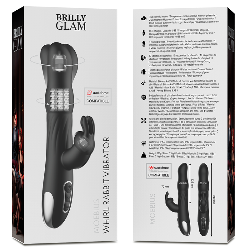 BRILLY GLAM - VIBRADOR Y ROTADOR MOEBIUS RABBIT COMPATIBLE CON LA TECNOLOGÍA INALÁMBRICA WATCHME