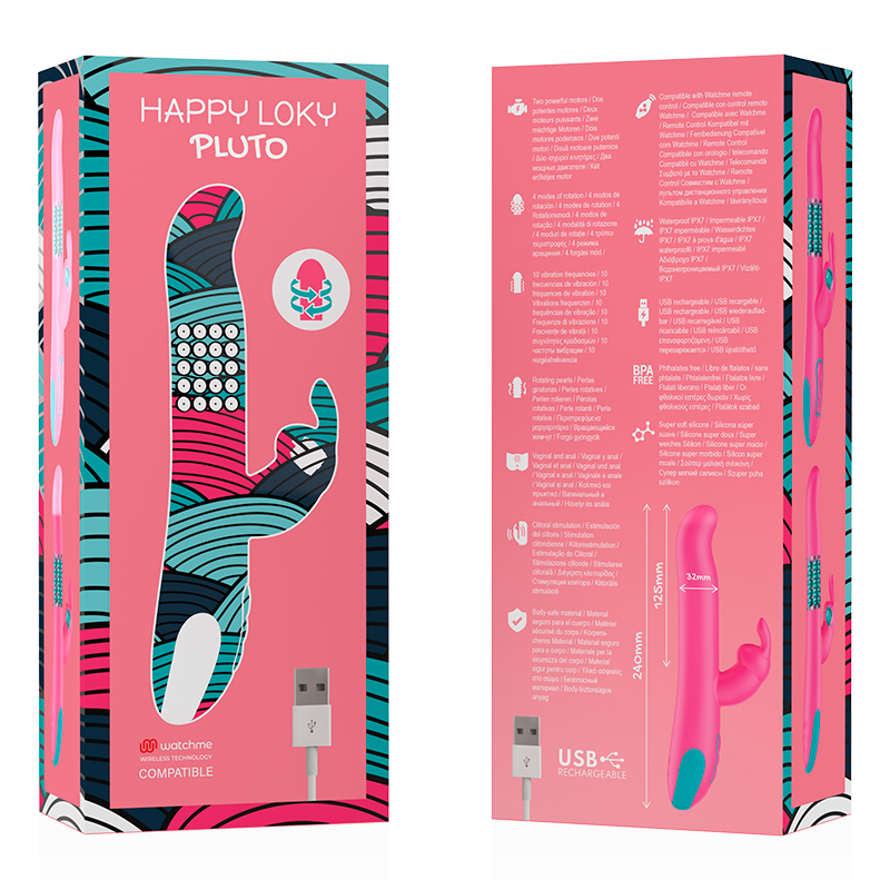 HAPPY LOKY - VIBRATORE E ROTATORE CONIGLIO PLUTO COMPATIBILE CON LA TECNOLOGIA WIRELESS WATCHME