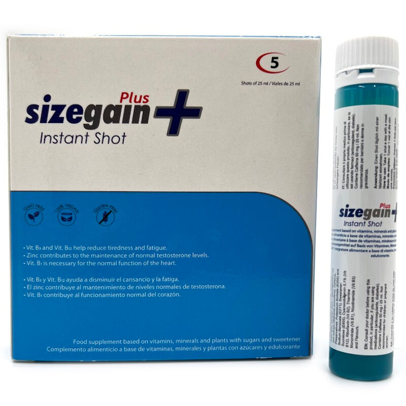 500 COSMETICS -SIZEGAIN PLUS INSTANT SHOT MALE ENERGIZER 5 UNITS (EXPIRATION DATE SOON)