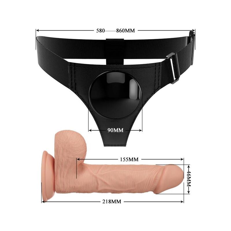 PRETTY LOVE - SLIP CON IMBRACATURA UNIVERSALE CON DILDO JERRY 21,8 CM NATURALE