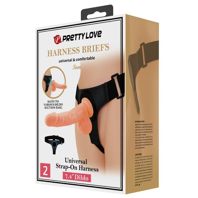 PRETTY LOVE - IMBRACATURA SLIP IMBRACATURA UNIVERSALE CON DILDO TOM 20 CM NATURALE