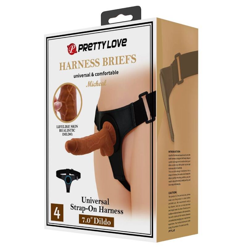 PRETTY LOVE - SLIP CON IMBRACATURA UNIVERSALE CON DILDO MICHEAL 20 CM NERO